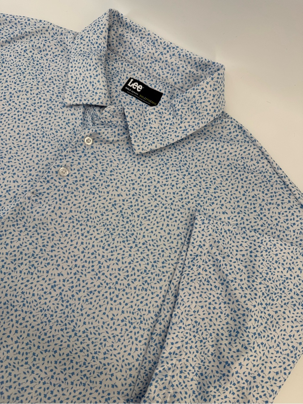 Lee Men’s White Shirt with Blue Micro Leaf Print - 3XL
